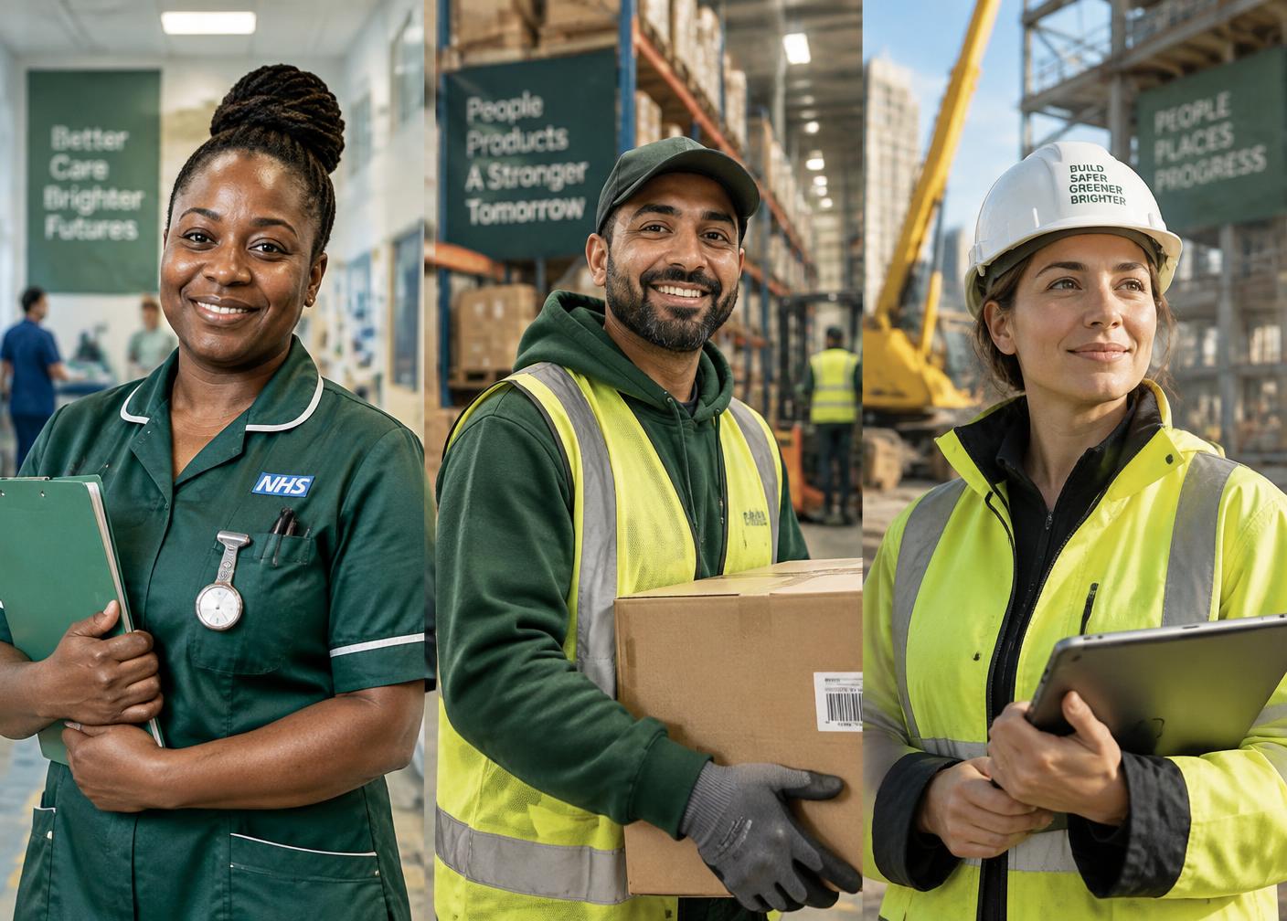 Nurse, warehouse worker and site engineer placed by Pimsman